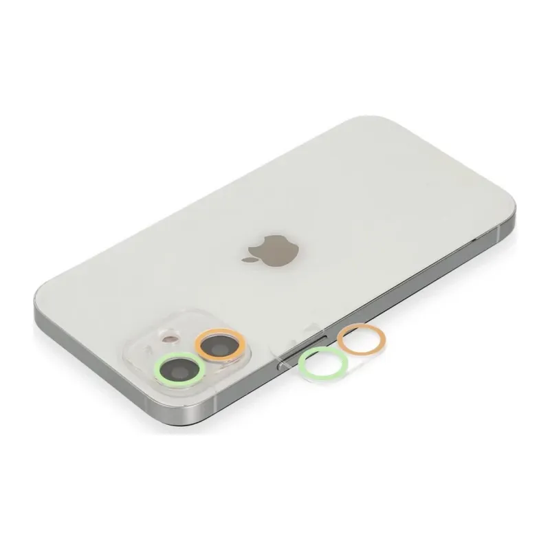 Apple iPhone 11 Uyumlu Renkli Kamera Lens Koruma Cam - Turuncu-Yeşil