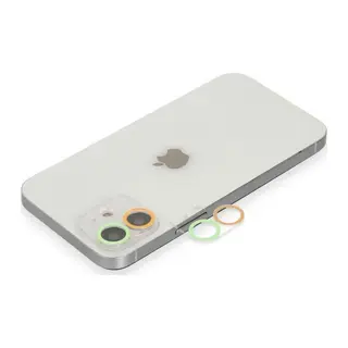 Apple iPhone 12 Uyumlu Renkli Kamera Lens Koruma Cam - Turuncu-Yeşil