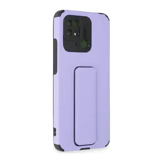 Xiaomi Redmi 10C Uyumlu Kılıf Mega Standlı Silikon - Lila