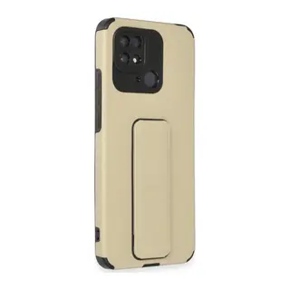 Xiaomi Redmi 10C Uyumlu Kılıf Mega Standlı Silikon - Gold