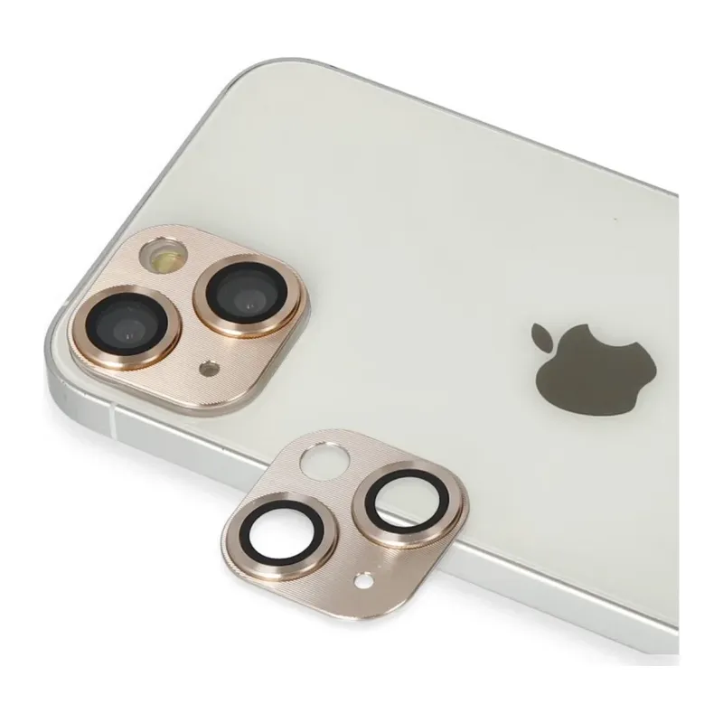 Apple iPhone 13 Uyumlu Pers Alüminyum Kamera Lens - Gold