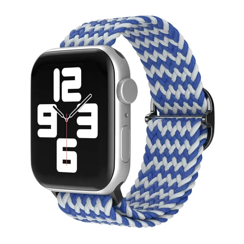 Apple Watch 38mm Uyumlu Star Kordon - Zigzag Beyaz-Mavi