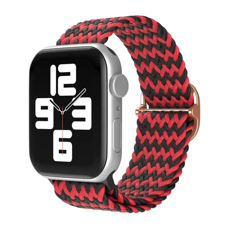 Apple Watch 42mm Uyumlu Star Kordon - Zigzag Kırmızı-Siyah