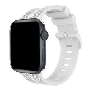 Apple Watch 38mm Uyumlu KR408 Çizgili Silikon Kordon - Beyaz