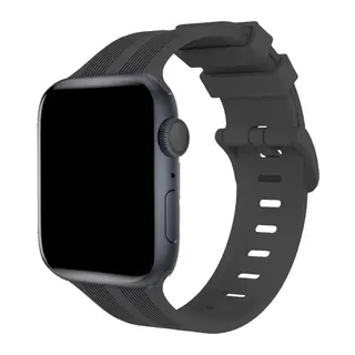 Apple Watch 38mm Uyumlu KR408 Çizgili Silikon Kordon - Koyu Gri