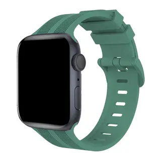 Apple Watch 38mm Uyumlu KR408 Çizgili Silikon Kordon - Yeşil