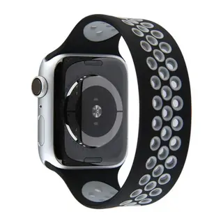 Apple Watch 38mm Uyumlu Ayarlı Delikli Silikon Kordon - Siyah-Gri