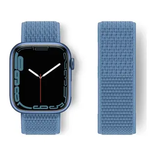 Apple Watch 42mm Uyumlu Hasırlı Cırtcırtlı Kordon - Mavi