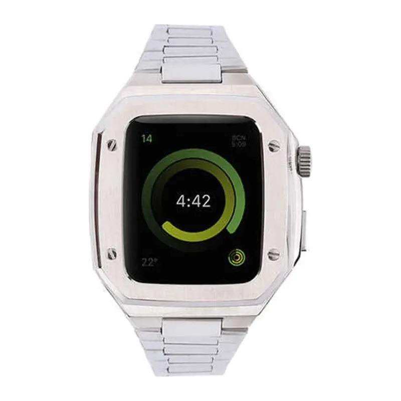 Apple Watch 44mm Uyumlu Metal Petek Kasalı Kordon - Gümüş