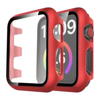 Apple Watch 44mm Uyumlu Camlı Kasa Ekran Koruyucu - Kırmızı