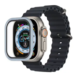 Apple Watch Ultra 49mm Uyumlu Alüminyum Kasa Cam Ekran Koruyucu - Mavi