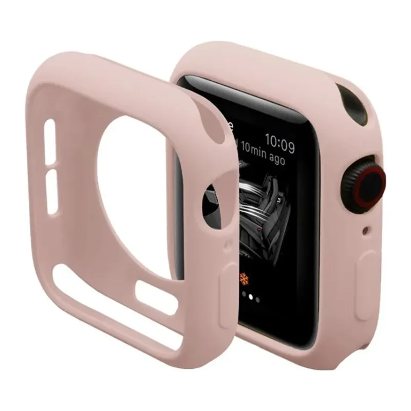 Apple Watch 42mm Uyumlu Silikon Alt Kasa - Pudra