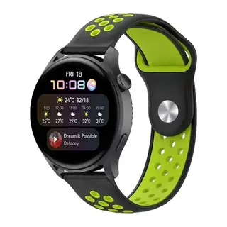 Watch 20mm Uyumlu Spor Delikli Kordon - Siyah-Yeşil