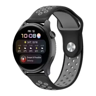 Watch 20mm Uyumlu Spor Delikli Kordon - Siyah-Gri