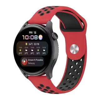 Watch 20mm Uyumlu Spor Delikli Kordon - Kırmızı-Siyah