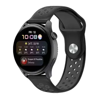 Watch 22mm Uyumlu Spor Delikli Kordon - Siyah-Füme