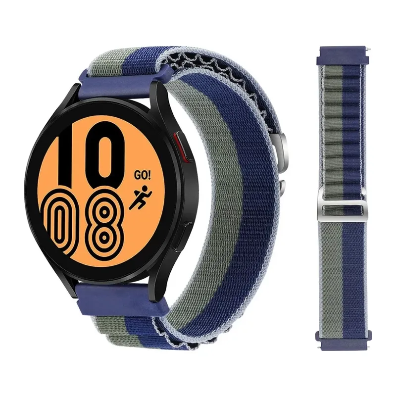Watch 20mm Uyumlu KR410 Kumaş Kordon - Lacivert-Yeşil
