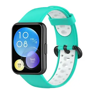 Huawei Watch Fit 2 Spor Delikli Kordon - Turkuaz-Beyaz