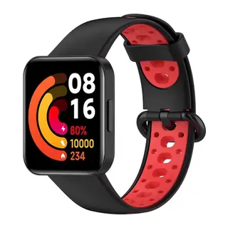Xiaomi Redmi Watch 2 Spor Delikli Kordon - Siyah-Kırmızı
