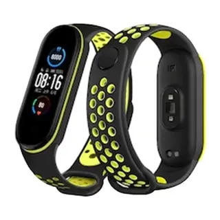 Xiaomi Mi Band 4 Spor Delikli Kordon - Siyah-Yeşil