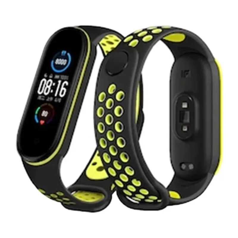 Xiaomi Mi Band 4 Spor Delikli Kordon - Siyah-Yeşil
