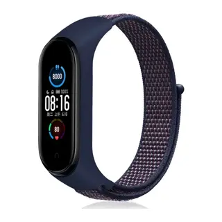 Xiaomi Mi Band 4 Hasırlı Cırtcırtlı Kordon - Lacivert-Mor