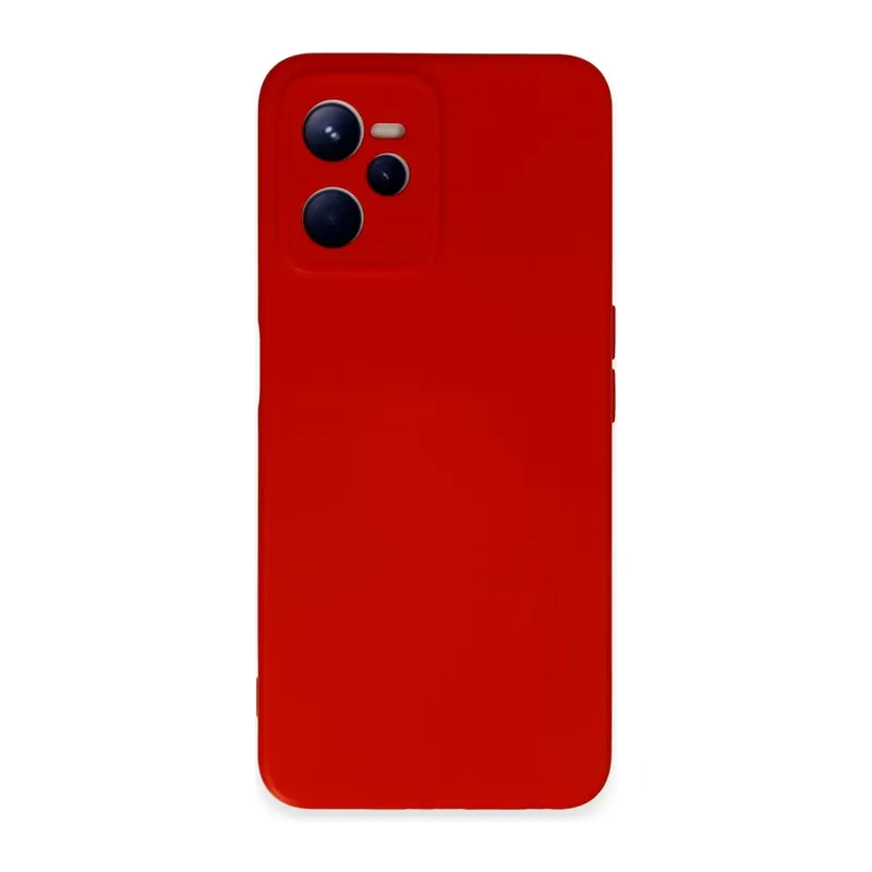 Realme C35 Kılıf Nano içi Kadife Silikon - Kırmızı