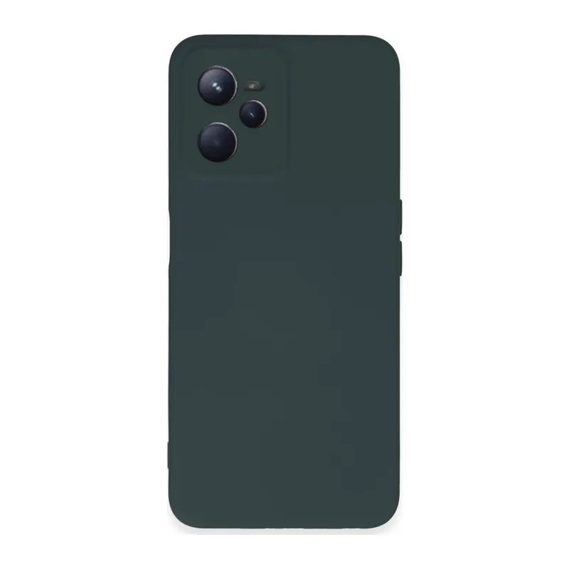 Realme C35 Kılıf Nano içi Kadife Silikon - Koyu Yeşil