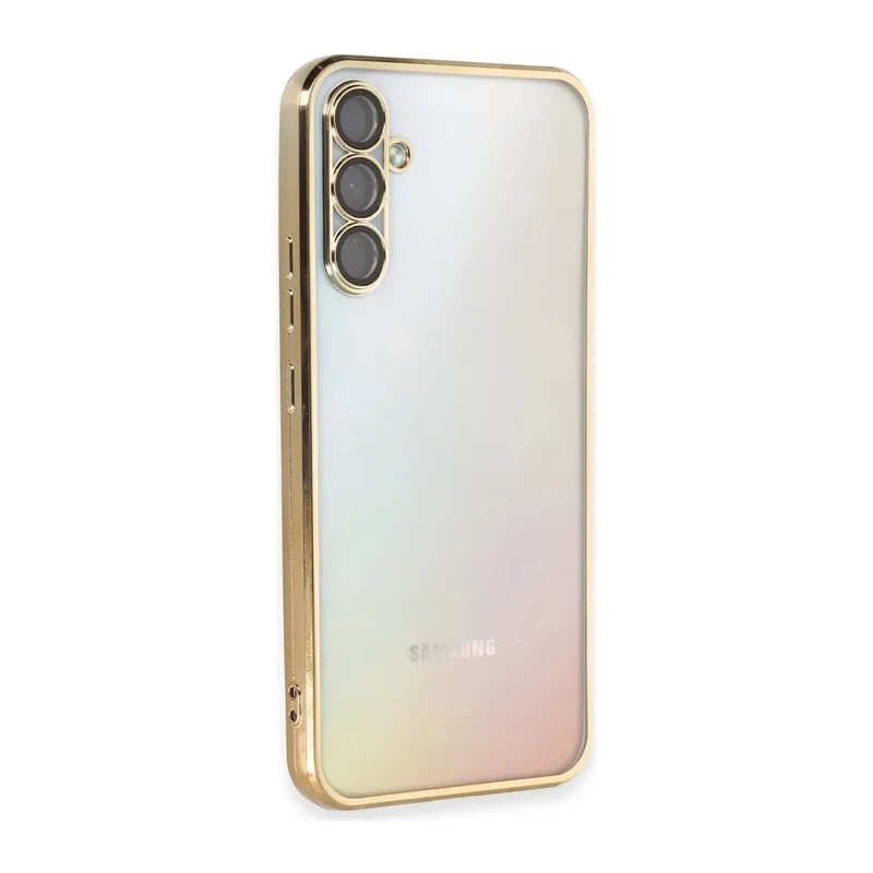 Samsung Galaxy A54 5G Uyumlu Kılıf Lensli Silikon - Gold