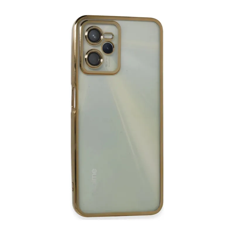 Realme C35 Uyumlu Kılıf Lensli Silikon - Gold