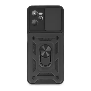 Realme C35 Kılıf Pars Lens Yüzüklü Silikon - Siyah