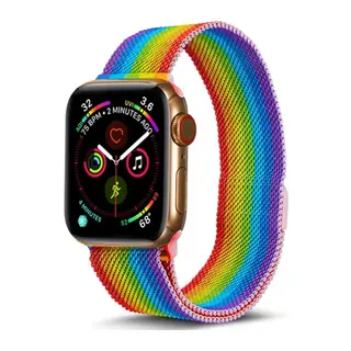 Apple Watch 38mm Uyumlu Metal Mıknatıslı Kordon - Gökkuşağı