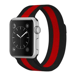Apple Watch 38mm Uyumlu Metal Mıknatıslı Kordon - Siyah-Kırmızı