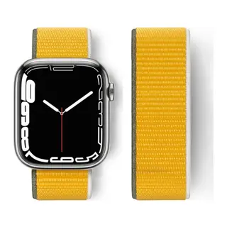 Apple Watch 42mm Uyumlu Hasırlı Cırtcırtlı Kordon - Sarı