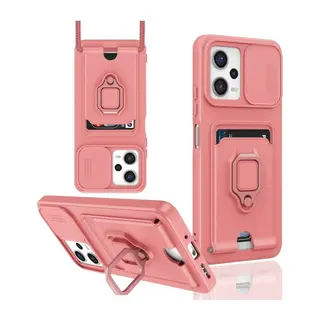 Xiaomi Poco X5 5G Uyumlu Kılıf Zuma Kartvizitli Yüzüklü Silikon - Pembe