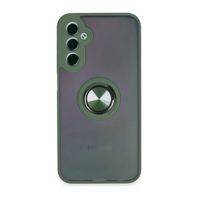 Samsung Galaxy A24 4G Uyumlu Kılıf Montreal Yüzüklü Silikon Kapak - Yeşil