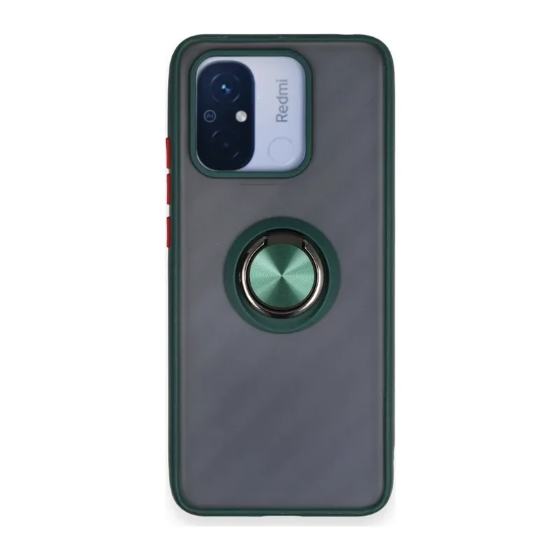 Xiaomi Redmi 12C Kılıf Montreal Yüzüklü Silikon Kapak - Yeşil