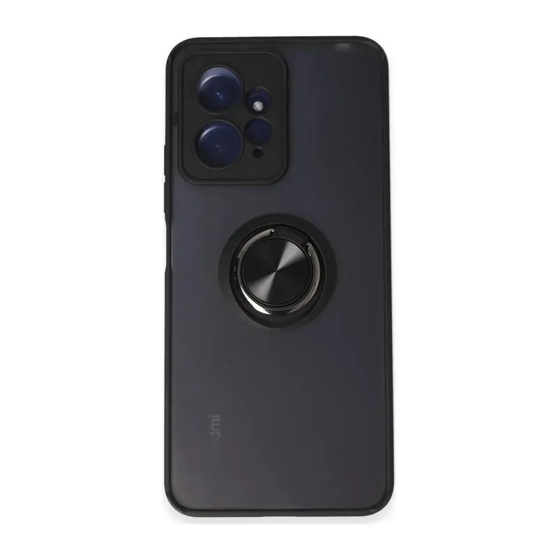 Xiaomi Redmi Note 12 4G Uyumlu Kılıf Montreal Yüzüklü Silikon Kapak - Siyah