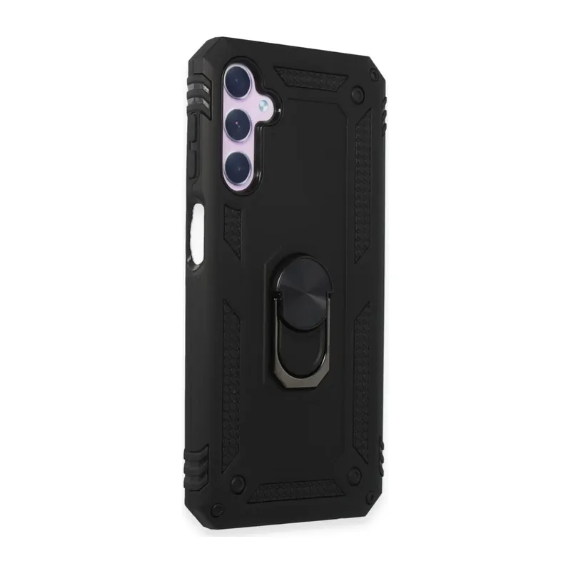 Samsung Galaxy A14 4G Uyumlu Kılıf Sofya Yüzüklü Silikon Kapak - Siyah