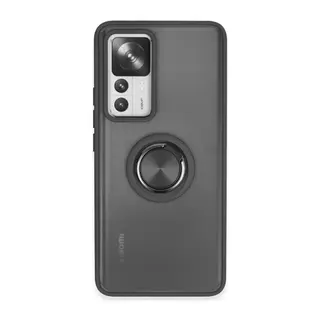Xiaomi Mi 12T Pro Uyumlu Kılıf Montreal Yüzüklü Silikon Kapak - Siyah