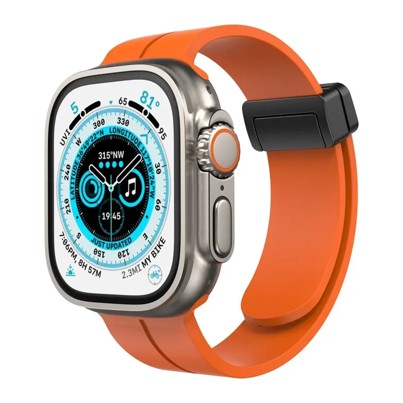 Apple Watch 38mm Uyumlu KR412 Elegance Stylısh Kordon - Turuncu