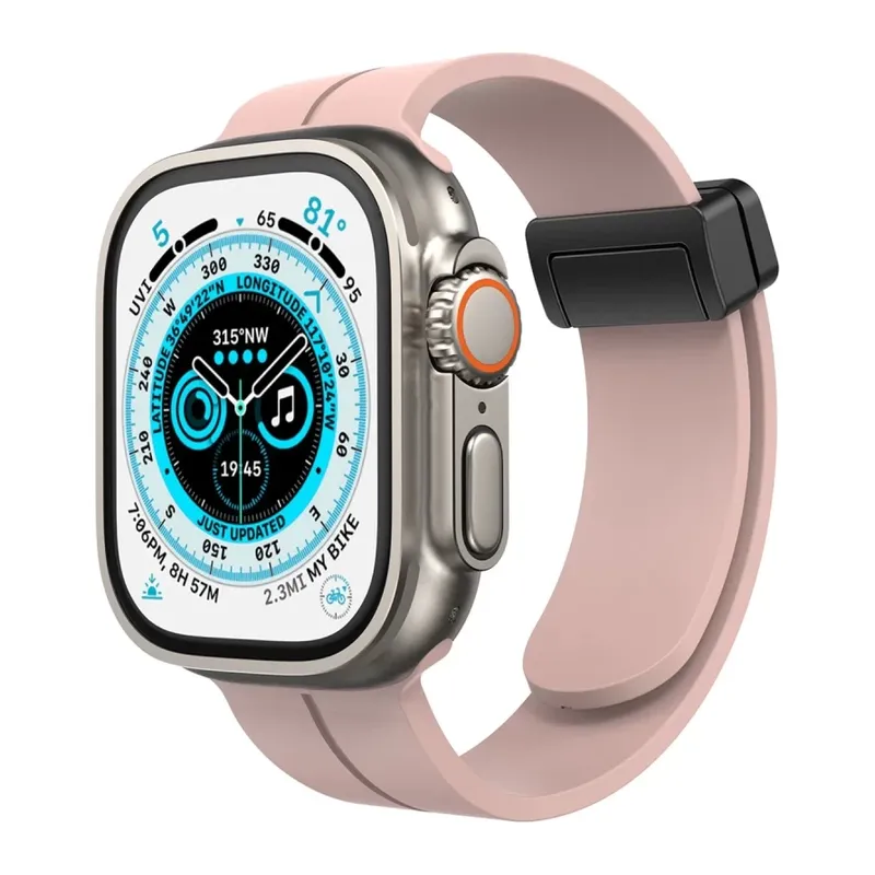 Apple Watch 42mm Uyumlu KR412 Elegance Stylısh Kordon - Pudra