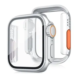 Apple Watch 44mm Uyumlu Watch 49mm Kasa Dönüştürücü ve Ekran Koruyucu - Gümüş
