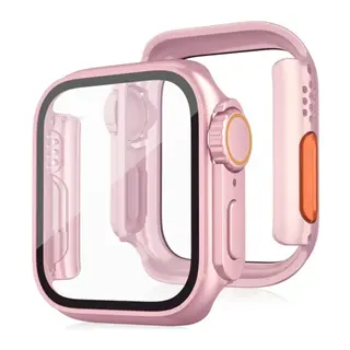Apple Watch 44mm Uyumlu Watch 49mm Kasa Dönüştürücü ve Ekran Koruyucu - Rose Gold