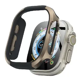 Movenchy Apple Watch Ultra 49mm Uyumlu MO-WT3 Alüminyum Camlı Kasa Ekran Koruyucu - Gold