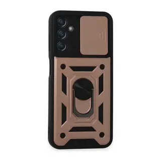 Samsung Galaxy A14 4G Uyumlu Kılıf Pars Lens Yüzüklü Silikon - Rose Gold