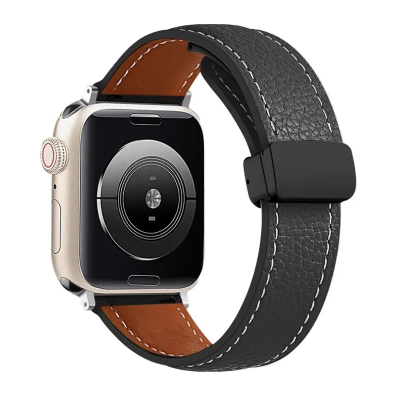 Apple Watch 38mm Uyumlu KR414 Daks Deri Kordon - Siyah