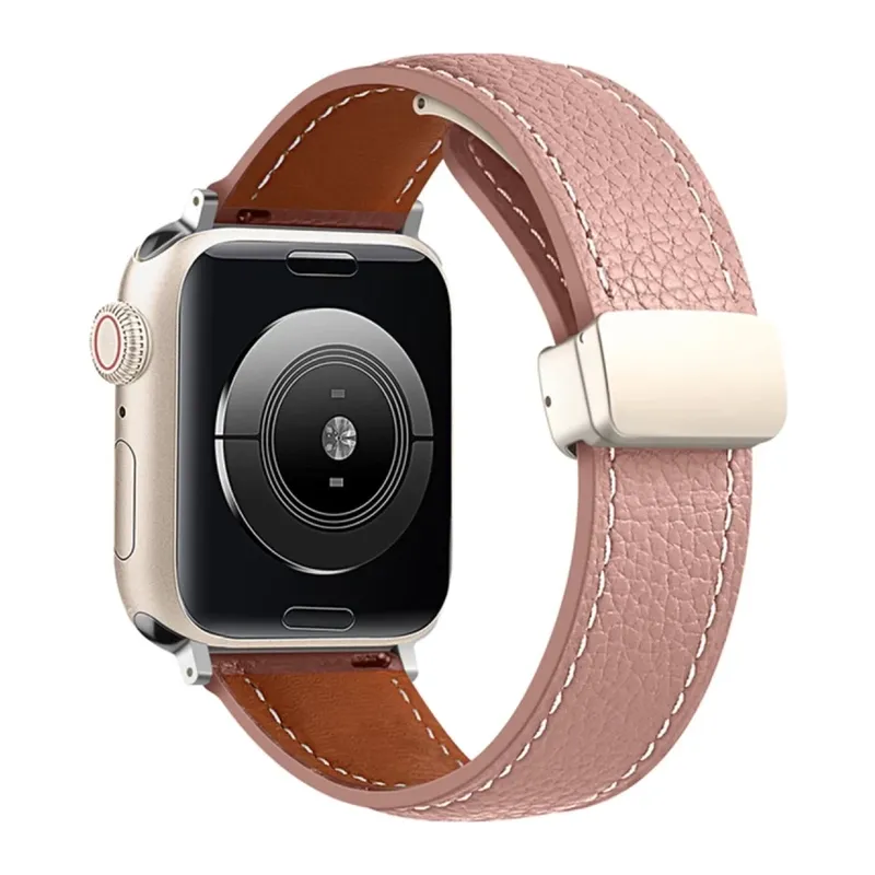 Apple Watch 42mm Uyumlu KR414 Daks Deri Kordon - Pembe