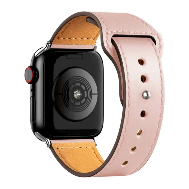 Apple Watch 38mm Uyumlu KR415 Luaz Deri Kordon - Pembe