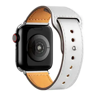 Apple Watch 42mm Uyumlu KR415 Luaz Deri Kordon - Beyaz